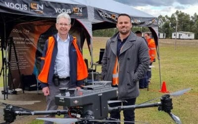 Simoco’s P25 land mobile radio equipment takes flight on the Vocus skyborne mobile network drone solution, providing coverage in challenging environments